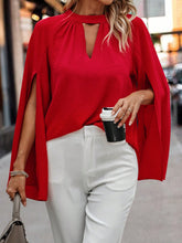 Keyhole Neckline Cloak Sleeve Blouse